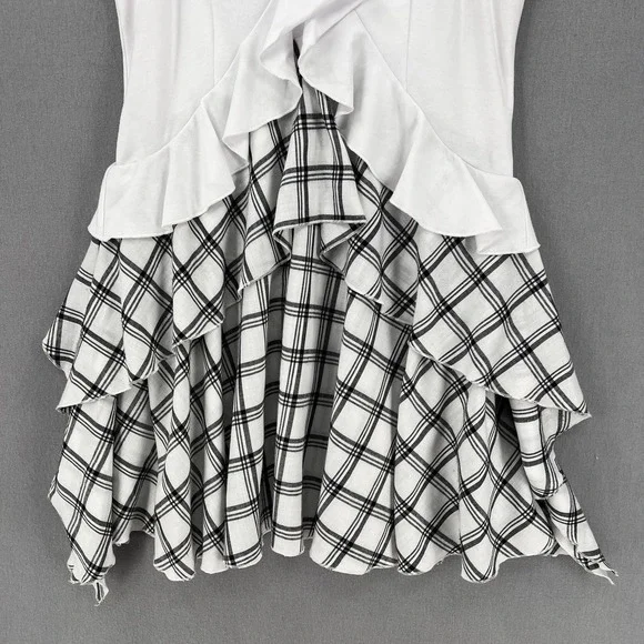 OPENING CEREMONY Dress Womens Small White Black Sleeve Plaid Ruffle Skater NWT - Picture 6 of 16
